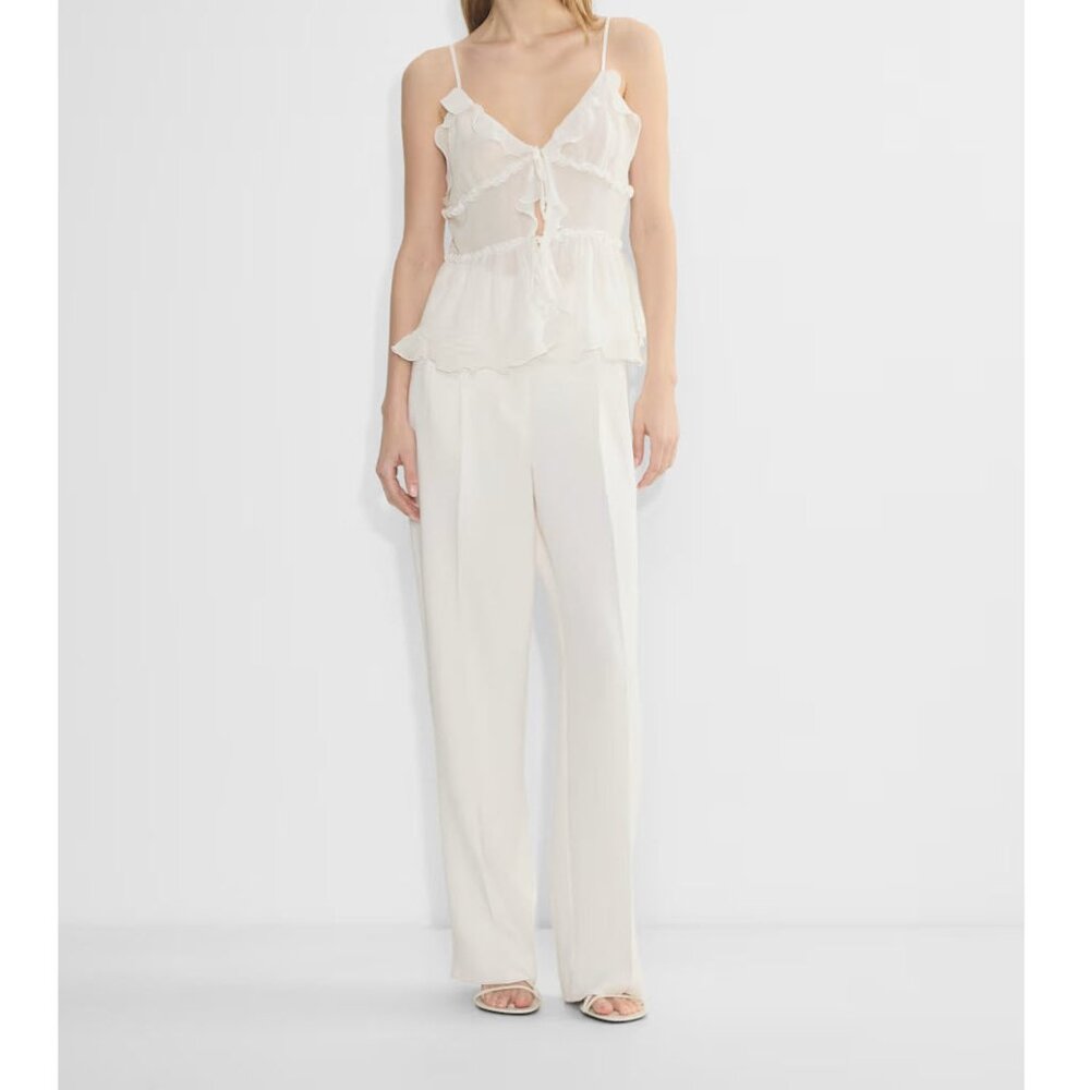 Like NEW Aritzia The Effortless Pant Crepette in light birch, Size 4, $148